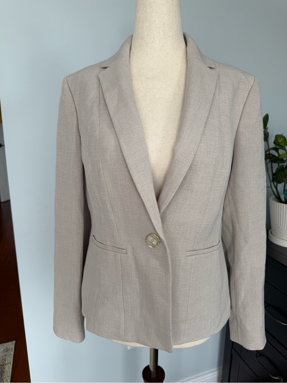 KASPER Light Taupe Single-Button Blazer